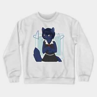 Shy Black Cat Girl Crewneck Sweatshirt